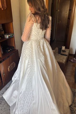 Vestido novia tipo princesa blanco