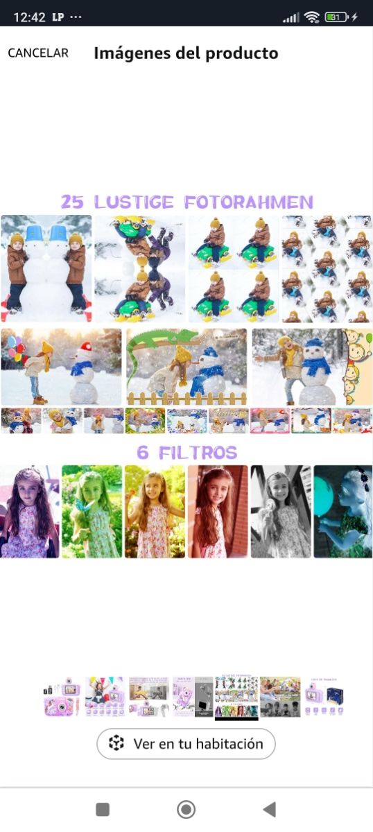 Cámara Infantil Unicornio 2.4" 1080p.