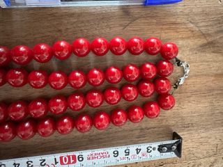 Collar rojo 2 vueltas - bisutería