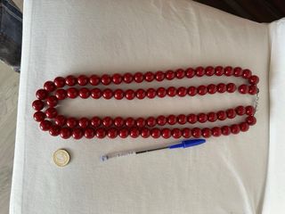 Collar rojo 2 vueltas - bisutería