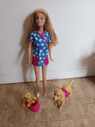 Barbie Veterinaria + 2 Perritos