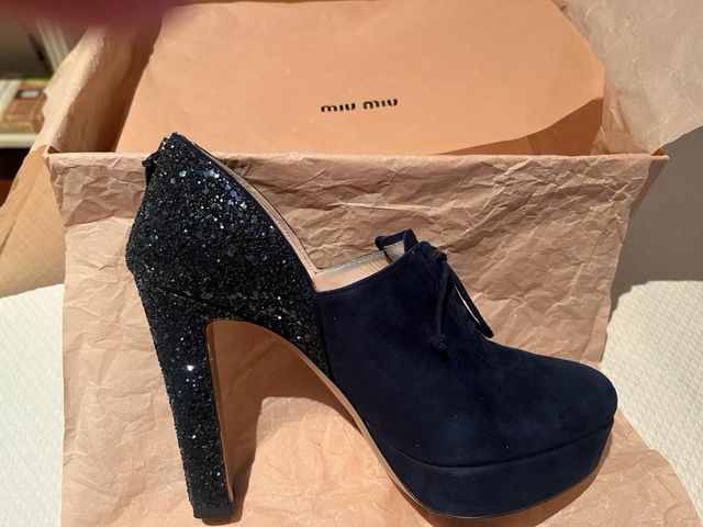 Zapatos Miu Miu ante azul marino glitter