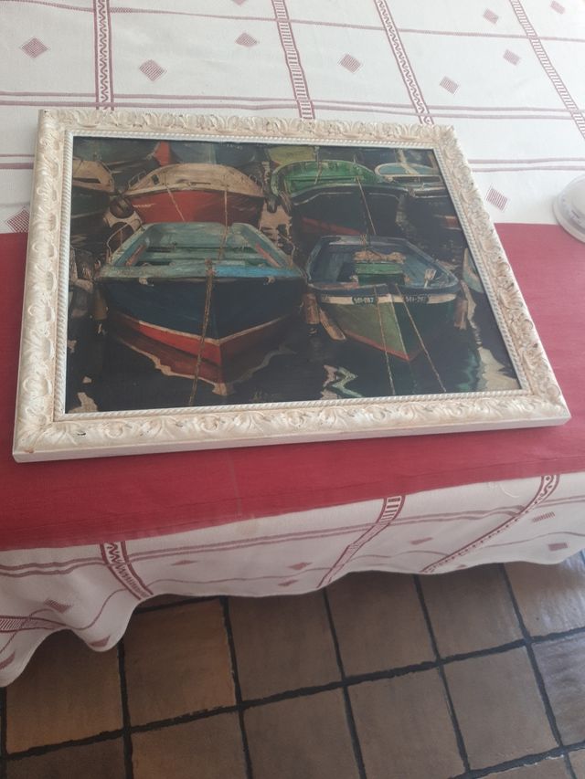 Pintura al óleo enmarcada