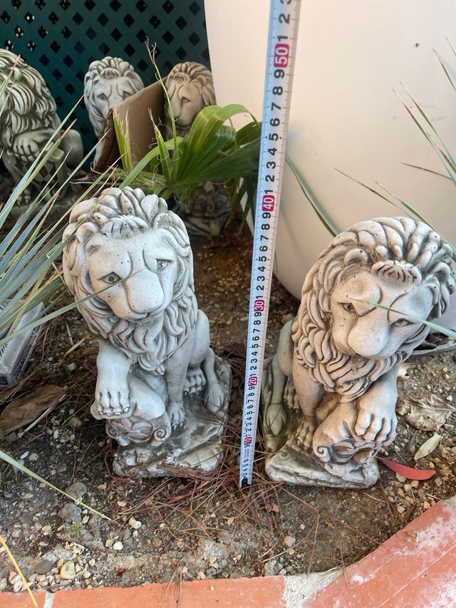 2 figuras león de piedra - Decoración jardín