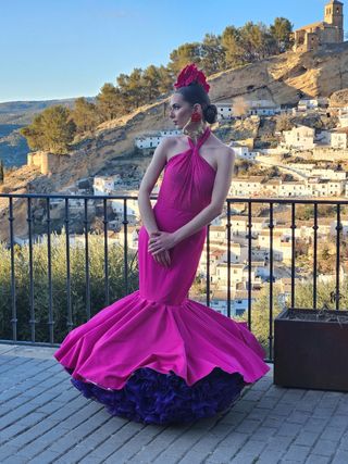 Vestido Flamenca Rosa y Morado