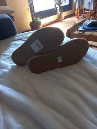 Sandalias doradas yute plataforma niña auténticos.