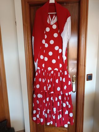 Vestido gitano lunares rojo-blanco