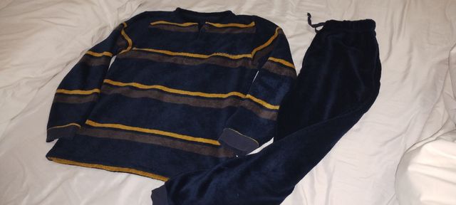 Pijama niño 9 años - Felpa rayas