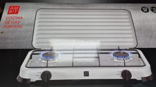 Cocina gas 2 fuegos blanca