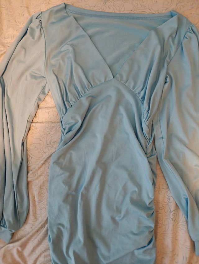 Vestido azul ajustado manga larga