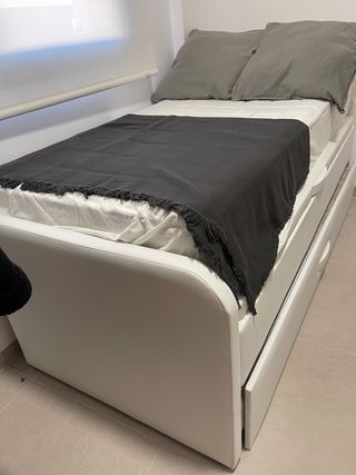 Cama nido blanca polipiel 90 cm con alamcenaje