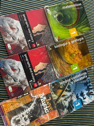Pack libros matemáticas, lengua, biología SM 1 ESO
