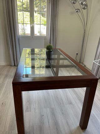 Mesa comedor cristal madera