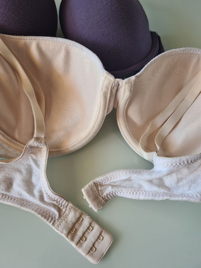 2 sujetadores algodón: beige y morado