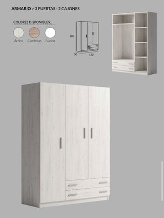 Armario ropero nuevos 2, 3 y 4 puertas, con envío