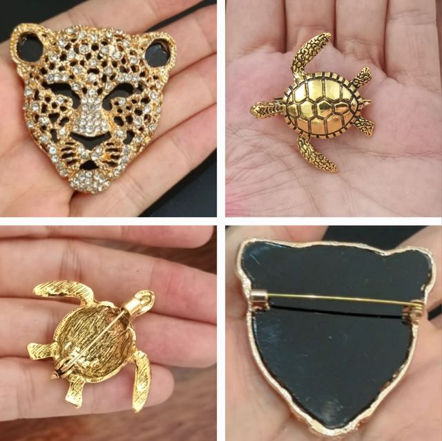 Broche pasador leopardo tigre pantera tortuga Nuev