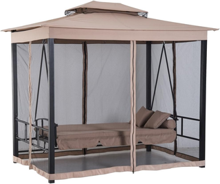 Gazebo Parasole da Giardino con Dondolo Letto e Za
