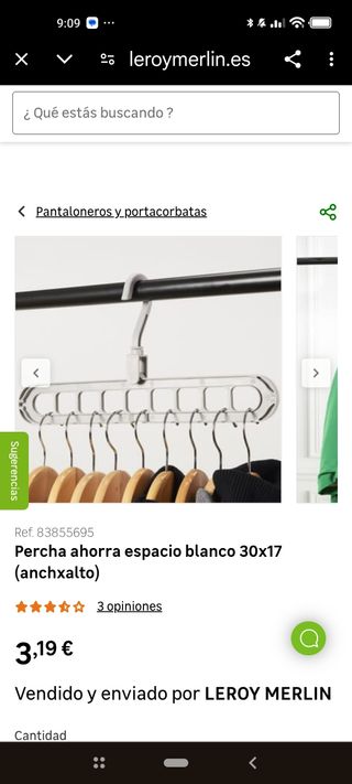 Lote de 8 perchas ahorra espacio