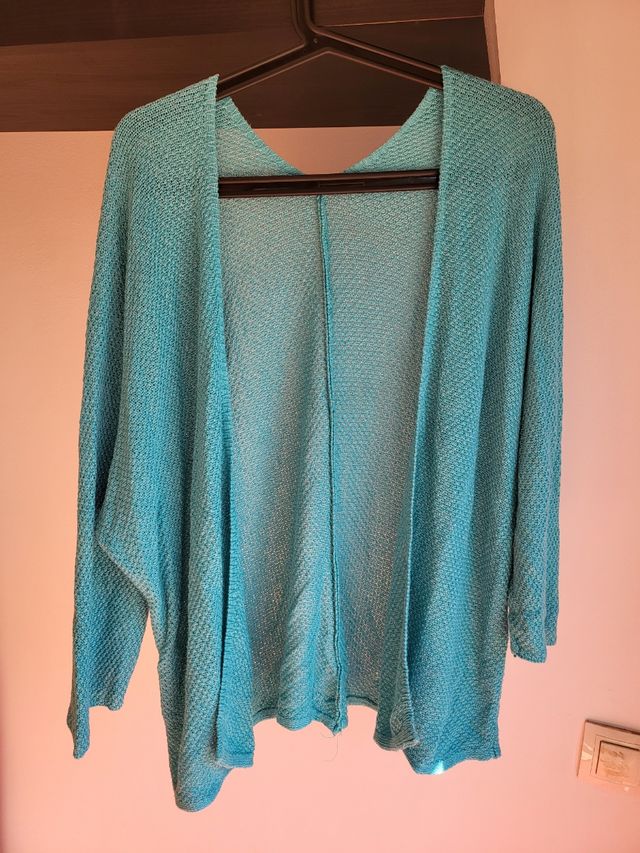 Chaqueta tejida turquesa