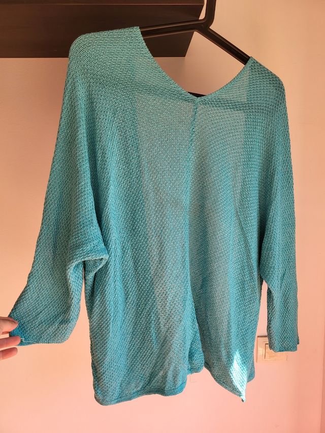 Chaqueta tejida turquesa