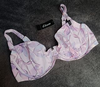 Sujetador de bikini flores tonos lilas Etam nuevo