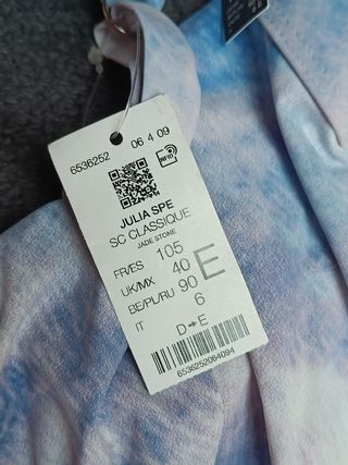 Sujetador de bikini tie-dye tonos azul Etam nuevo