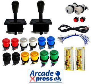 Kit Joysticks Arcade Americanos Negros 12 botones