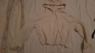 Felpa con cappuccio crema tg. 13-14 anni