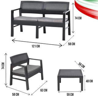 Set Salotto da Esterno Kilimanjaro con Divano, Tav