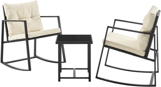 Set Tavolo e 2 Poltrone a Dondolo per Giardino in 