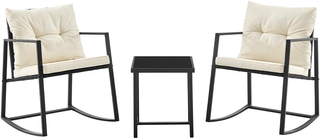 Set Tavolo e 2 Poltrone a Dondolo per Giardino in 