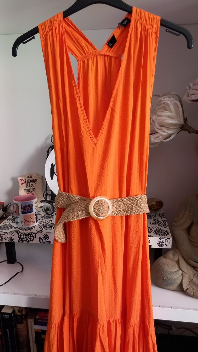 Vestido Mango naranja largo