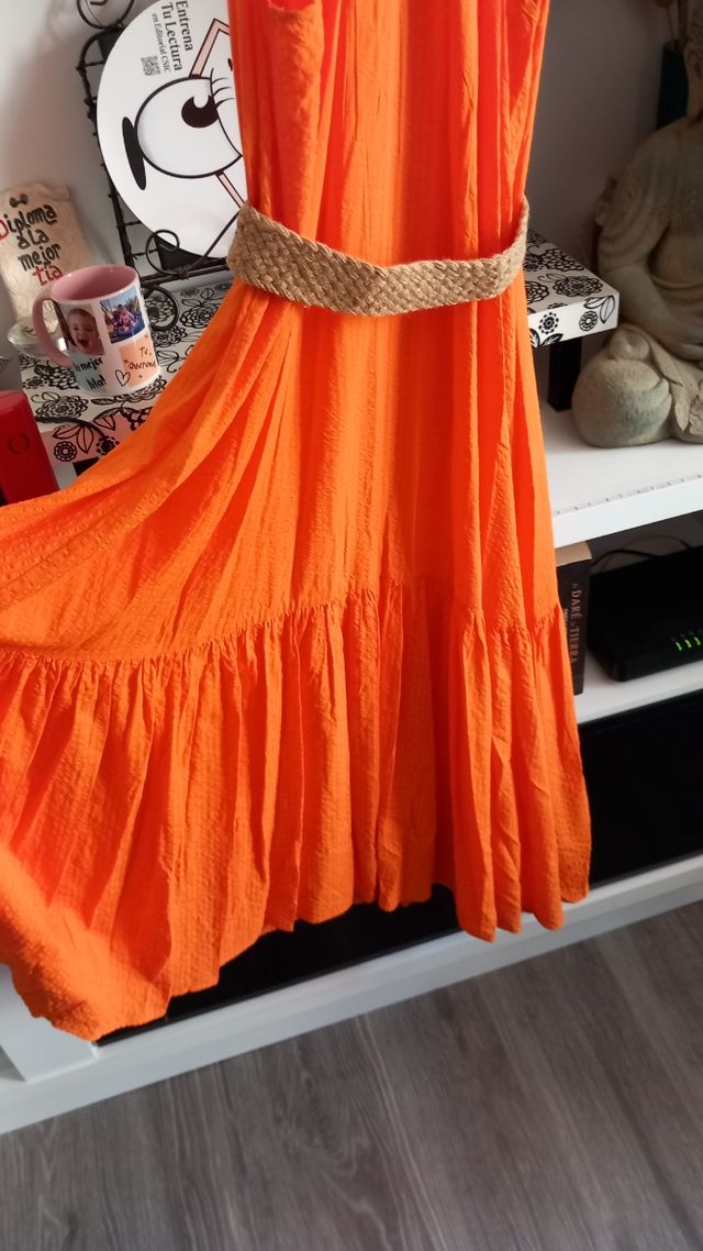 Vestido Mango naranja largo