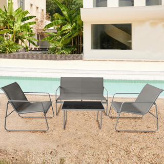 Set Salotto da Giardino con 2 Sedie, Divano e Tavo