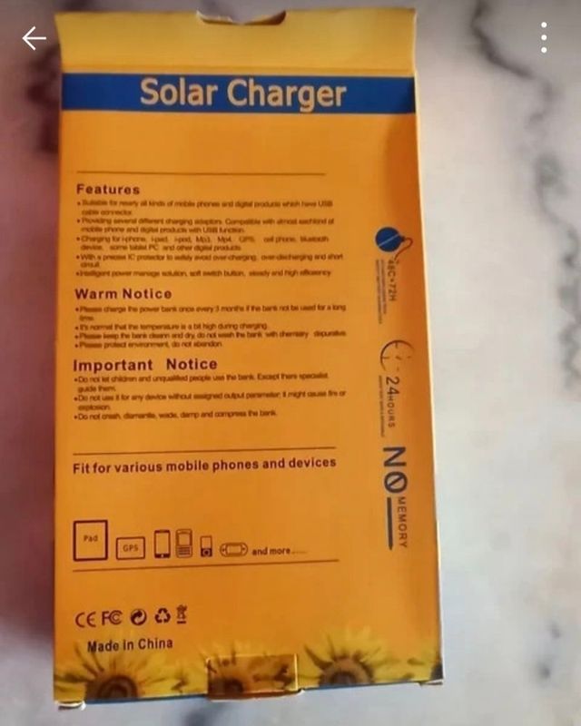 Cargador solar 20000mah NUEVO
