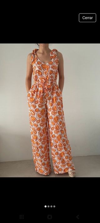Mono largo estampado naranja-blanco