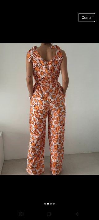 Mono largo estampado naranja-blanco
