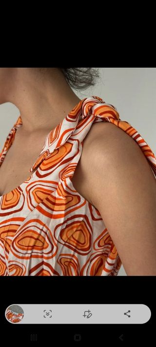 Mono largo estampado naranja-blanco