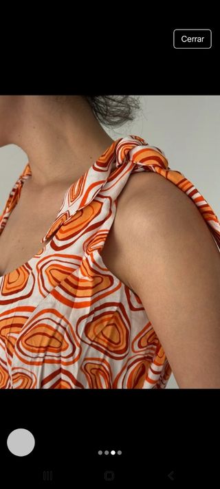 Mono largo estampado naranja-blanco
