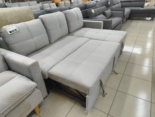 Chaiselong cama arcón gris
