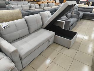 Chaiselong cama arcón gris