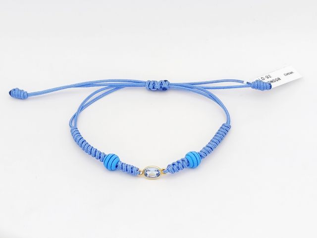 Pulsera macramé azul celeste y Oro amarillo 18k