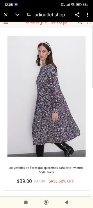 Vestido Zara flores manga larga