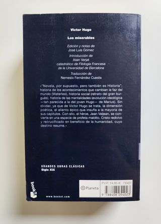 NOVELA LOS MISERABLES DE VÍCTOR HUGO