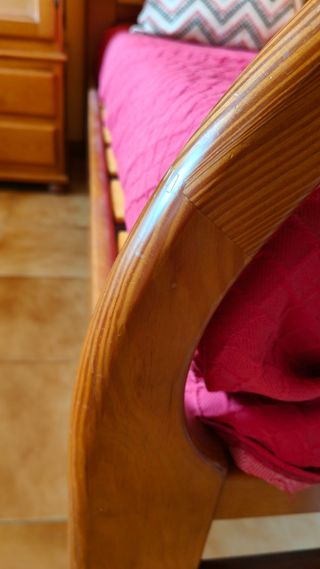 Cama individual madera de roble.