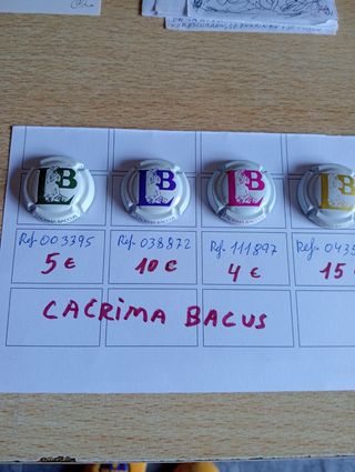 4 Chapas de Cava Lacrima Bacus