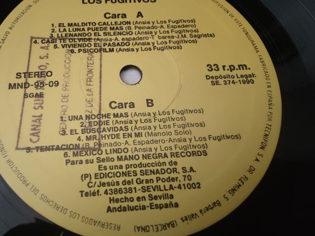 Vinilo Ansia y Los Fugitivos