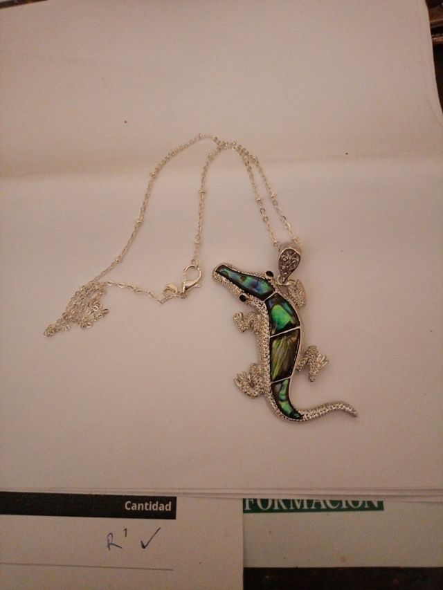 Collar lagarto plata multicolor