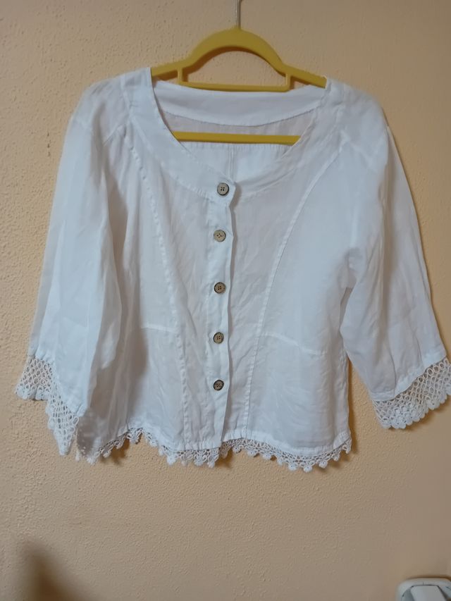 Camisa blanca ibicenca talla unica