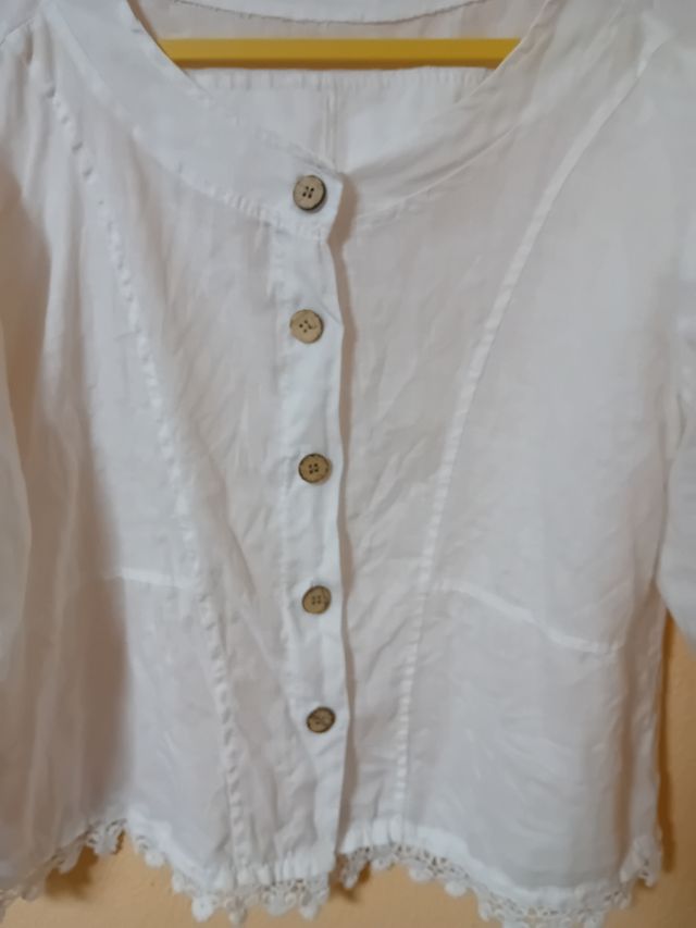 Camisa blanca ibicenca talla unica